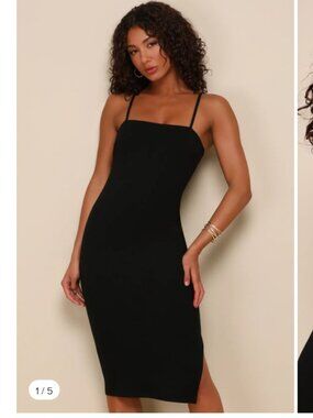 Lulus Paulina Black Bodycon Midi Dress